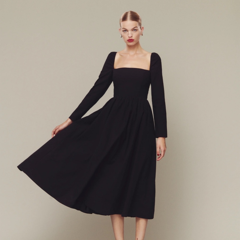 Reformation Black Midi Dress